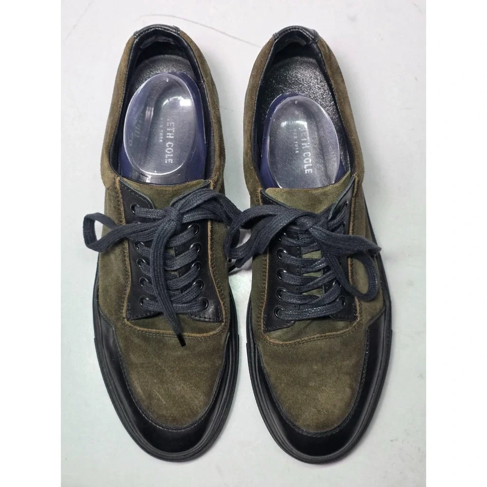 Kenneth Cole New York Men's Sneakers Size 11.5 Black Green Leather Suede Shoes‎